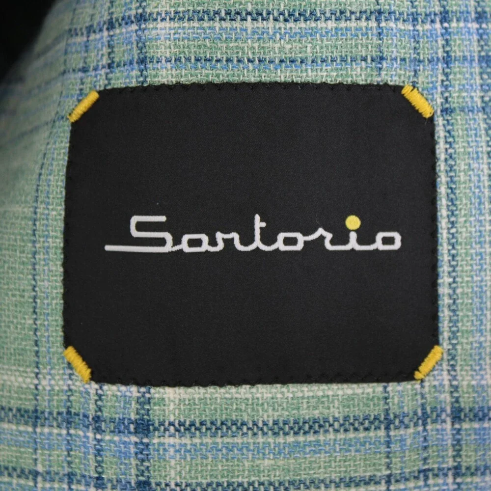 Sartorio Kiton NWT Wool Blend Sport Coat Size 50R (40R US) In Green w Blue Plaid